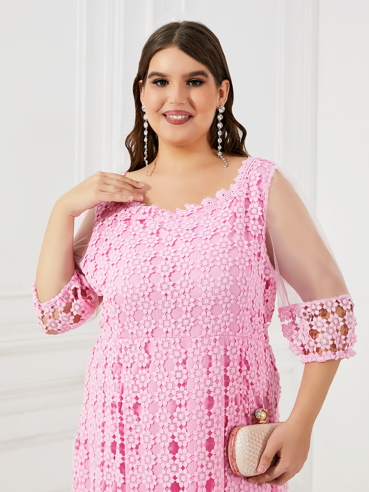 Pink dress summer plus size women's clothing