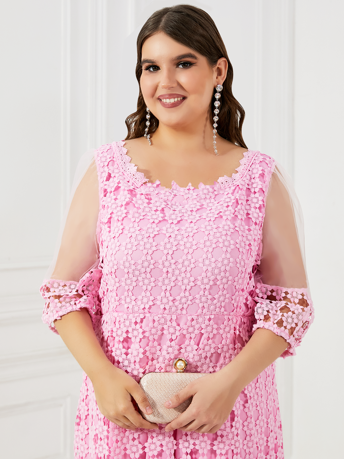Pink dress summer plus size women's clothing