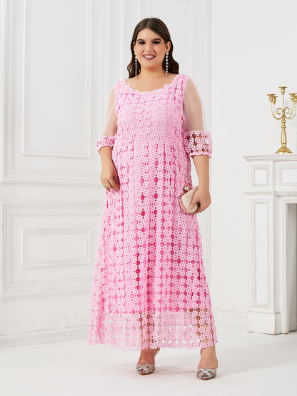 Pink dress summer plus size women's clothing