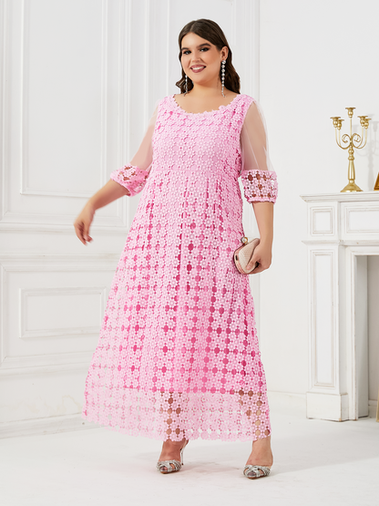 Pink dress summer plus size women's clothing