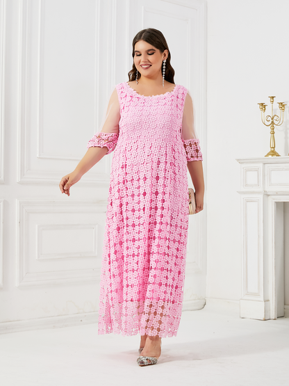 Pink dress summer plus size women's clothing