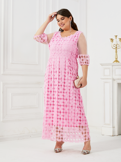 Pink dress summer plus size women's clothing