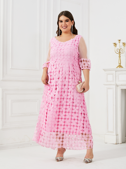 Pink dress summer plus size women's clothing