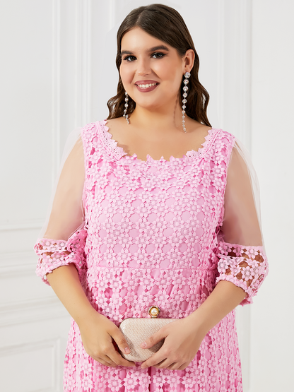 Pink dress summer plus size women's clothing